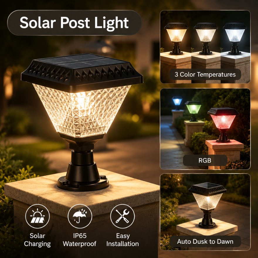 Dusk To Dawn Bulb - Outdoor Solar Post Light LED Wall