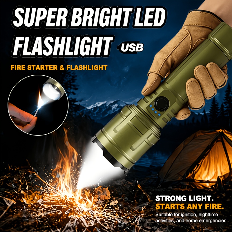 Outdoor Lighting For Camping - Flashlight Lighter & Power Bank Combo,Rechargeable,Zoomable