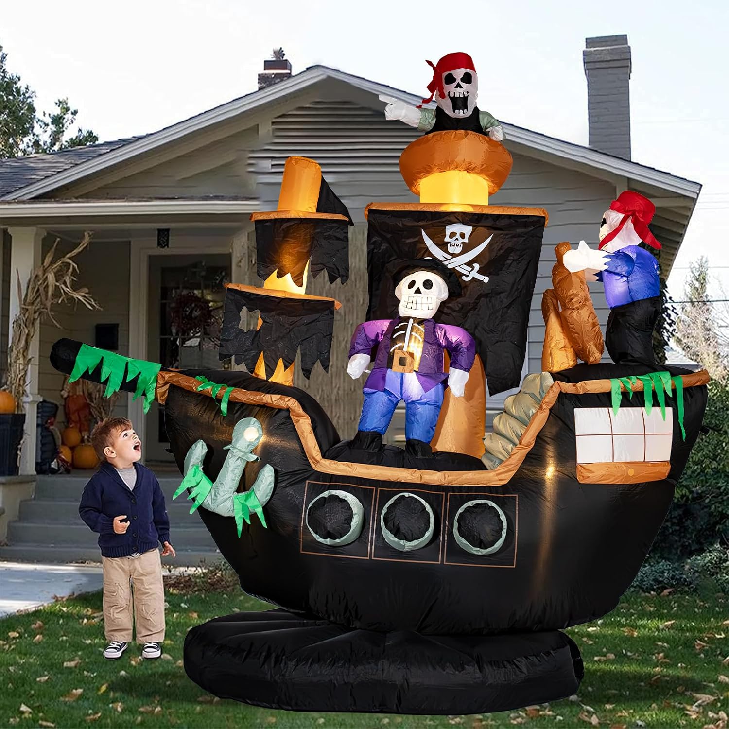 Outdoor Lighting Halloween - Outdoor Halloween Inflatable Pirate Ship Decor