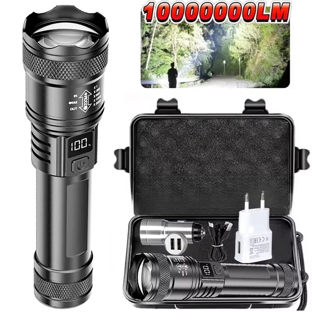 Outdoor Lighting Quality - Rechargeable LED Flashlight Zoomable Torch with