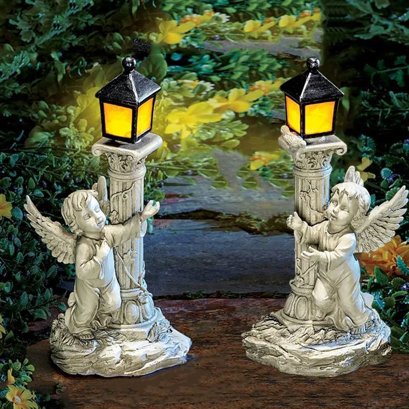 Outdoor Lighting Architectural - Solar Light European Roman Column Angel