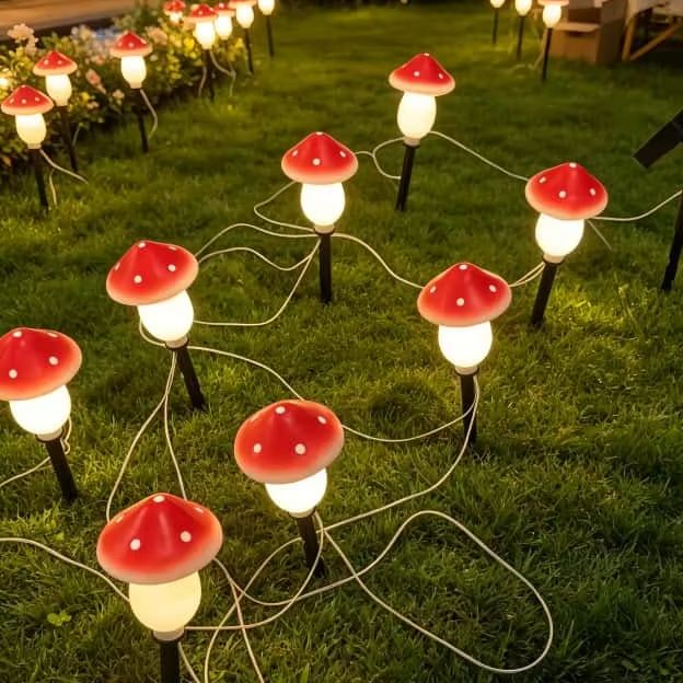 Solar Mushroom String Lights W - đánh giá và giá Outdoor Lighting Halloween